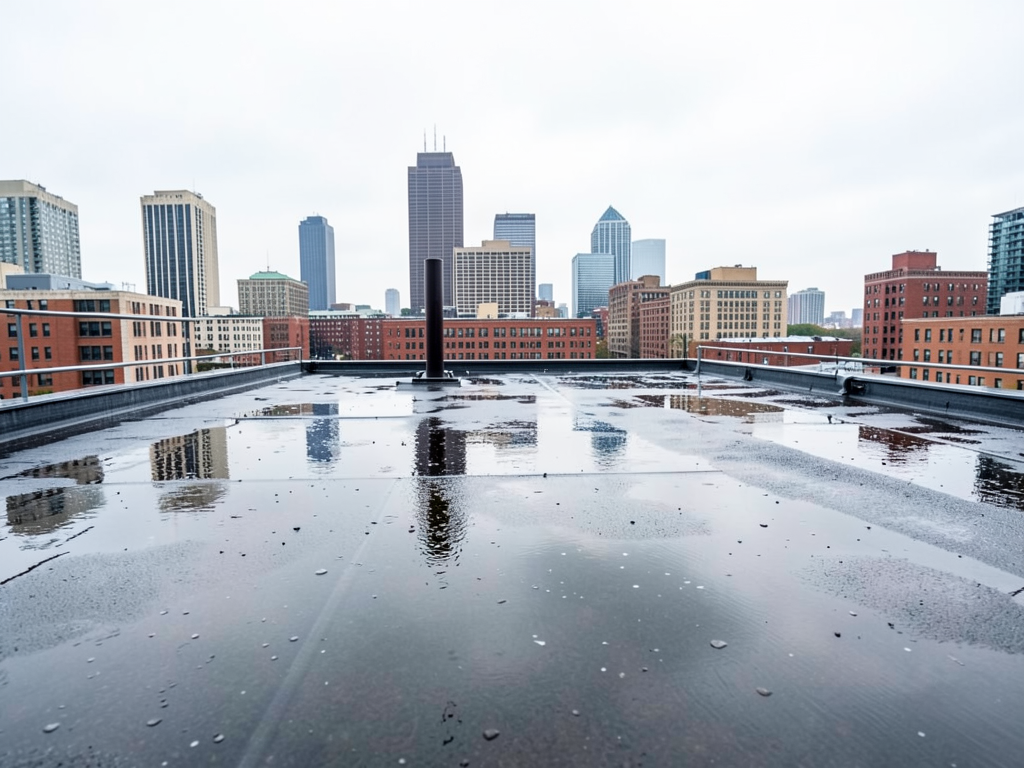 Why water pools on the flat roof of your downtown